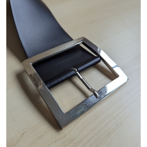 Made In France 3" Extra Wide Black Leather Waist Belt Waist Training - Picture 10 of 15